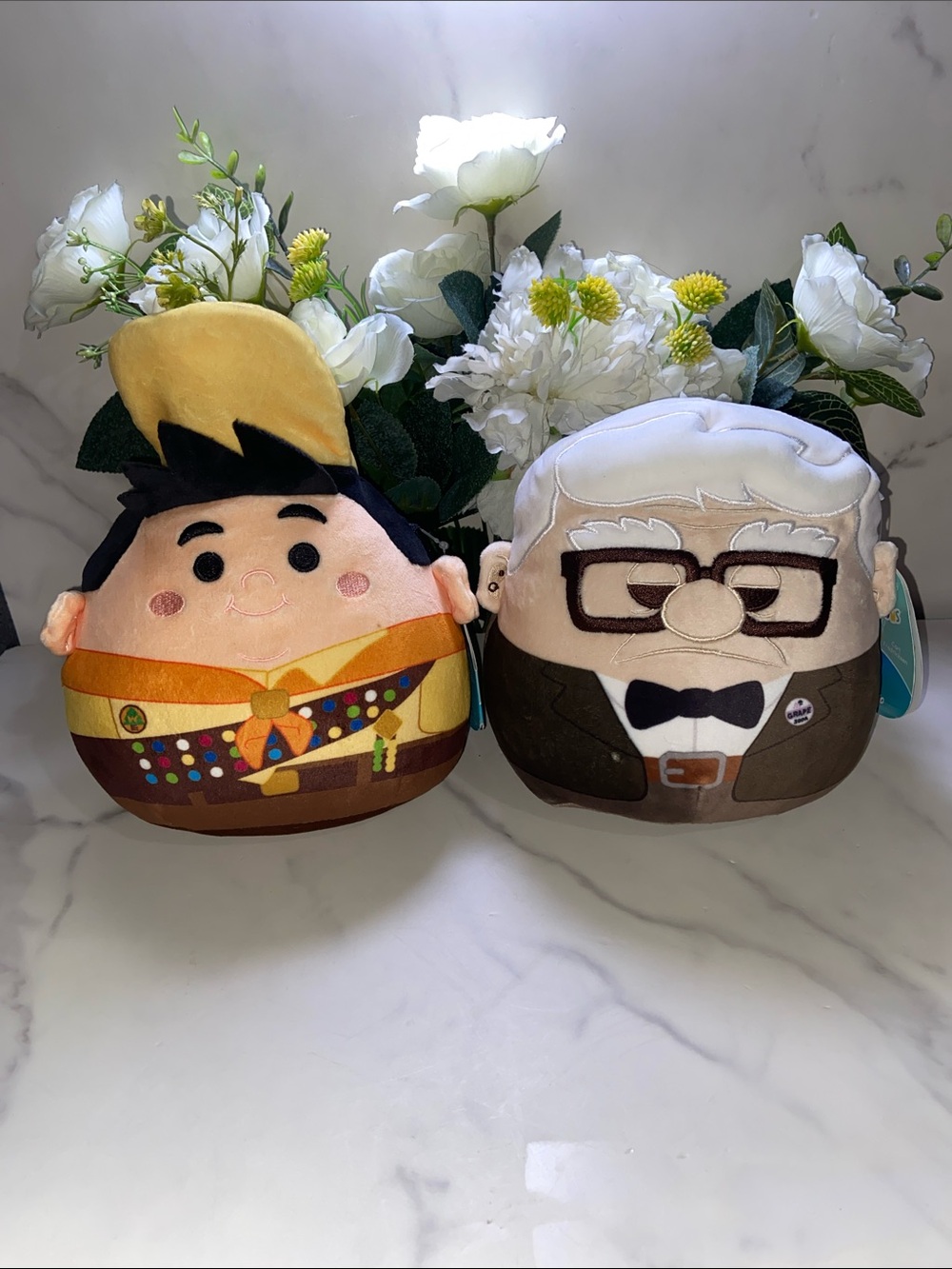 Disney Pixar Movie Up Russell and Carl Plush Duo - White, Yellow, Brown